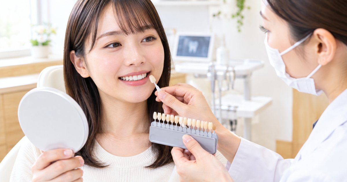 前歯のセラミックが白すぎて浮く？隣の歯に馴染む色と治療の順序